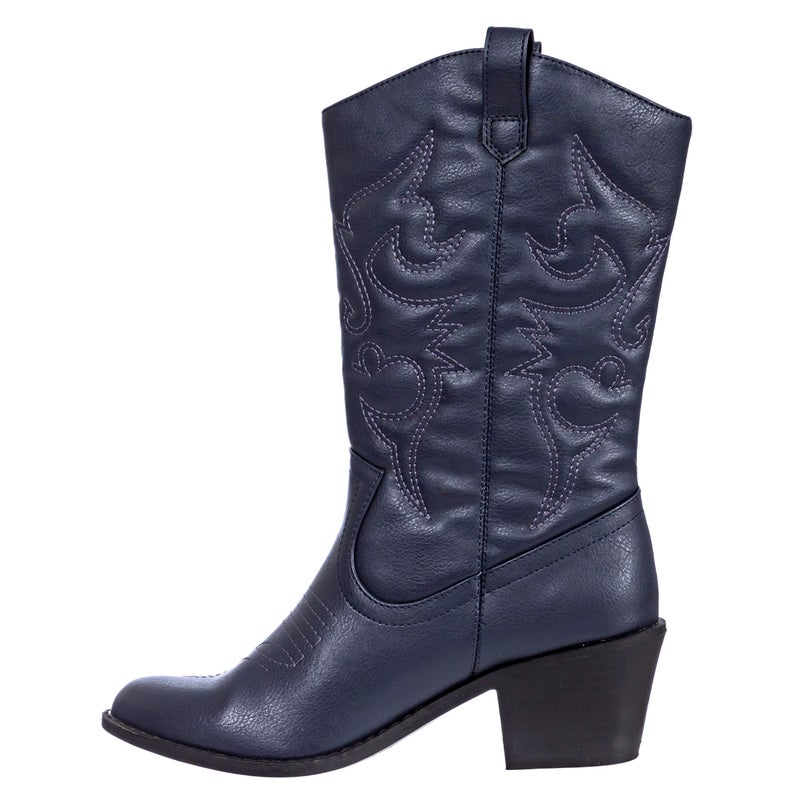 Charles Albert Womens Boot Embroidered Modern Western Cowboy, Navy (7) Cowboy_Style_Navy_7 - Image 4